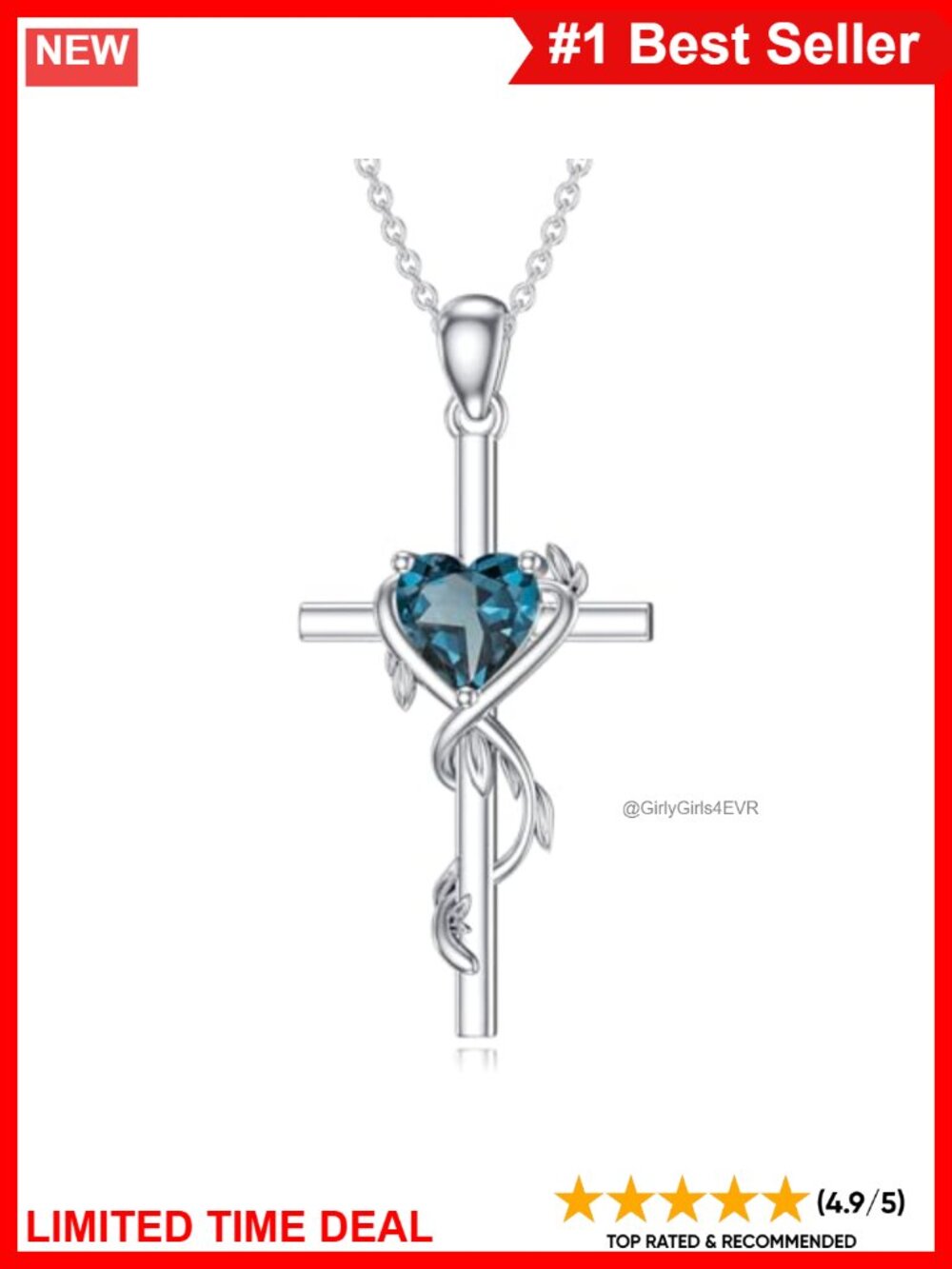 Natural Gem Cross Necklace 925 Sterling Silver Pendant for Women